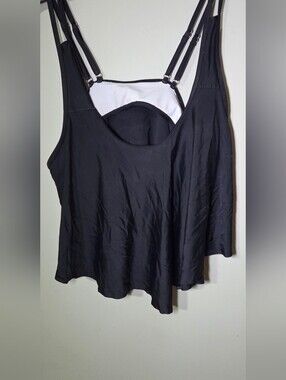 Women’s Black Tankini Swim Top Size 3XL Flowy Adjustable Straps Plus Size